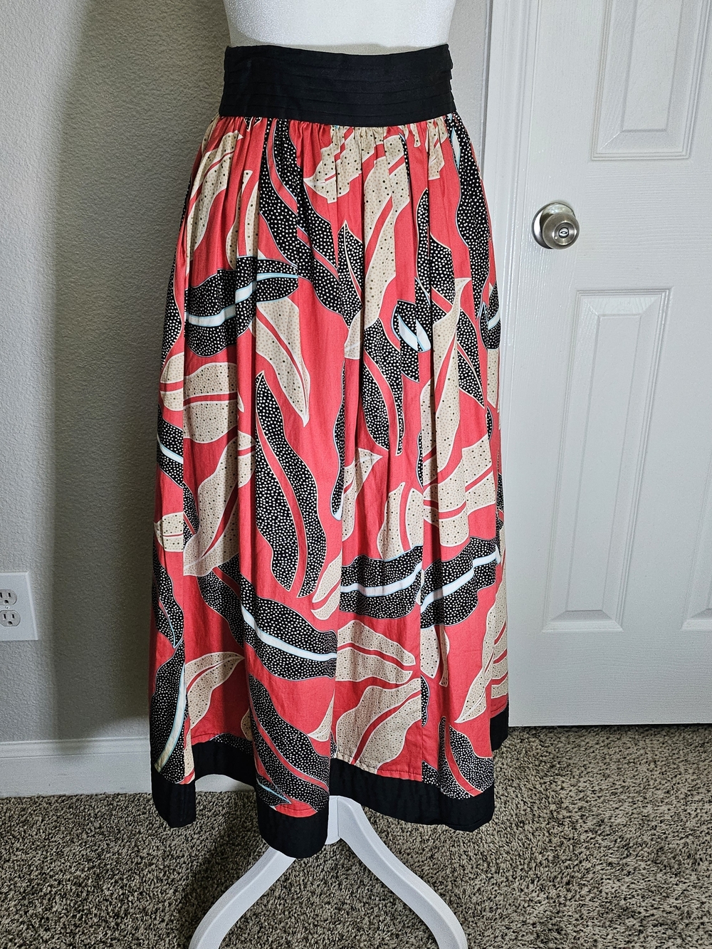 Vtg Designer Jeanne Marc Skirt Button Front Neiman-Marcus 80s Maxi Full Petite